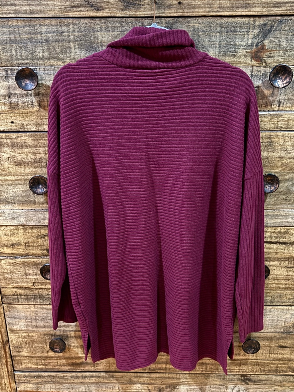 Time and Tru Ribbed Cowl Neck Sweater - Picture 2 of 6